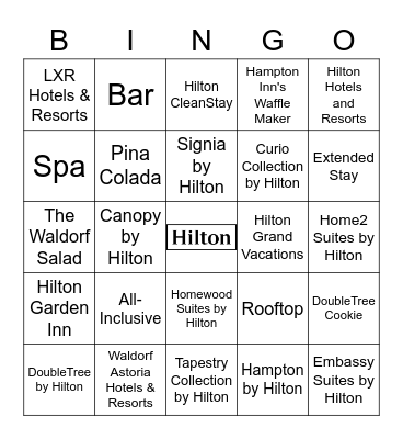 The Hilton Brands Bingo Game Bingo Card