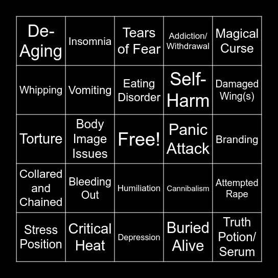 Apo's Bad Things Happen Bingo Card