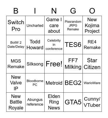 E3 Week Bingo Card