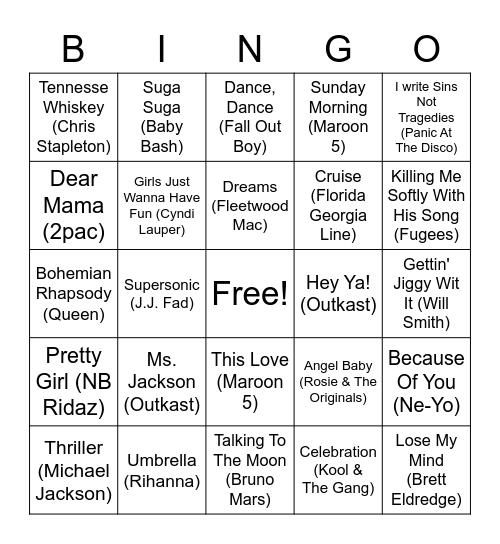 CIT MUSIC BINGO Card