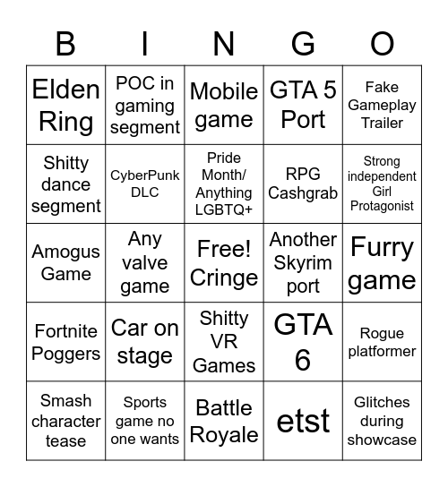 E3 Bingo Card