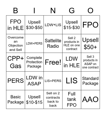 Sales Bingo Card