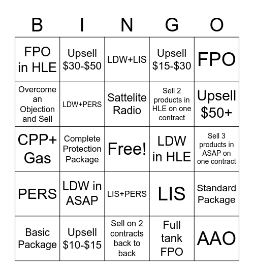 Sales Bingo Card