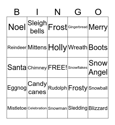 Holiday Bingo Card