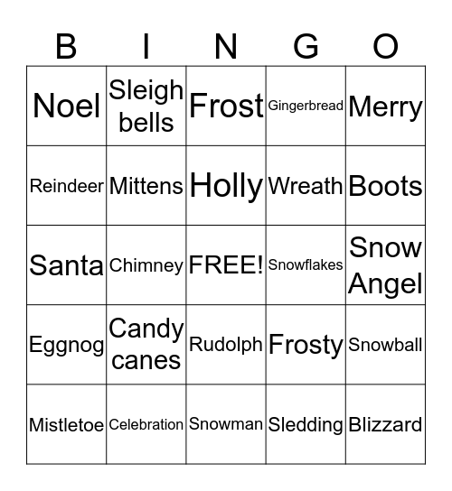 Holiday Bingo Card