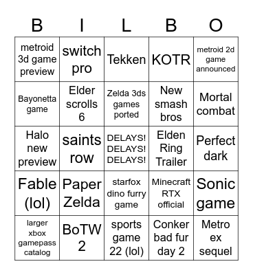 Disappointment 2021 Bingo Card