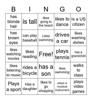 Find someone who... Bingo Card