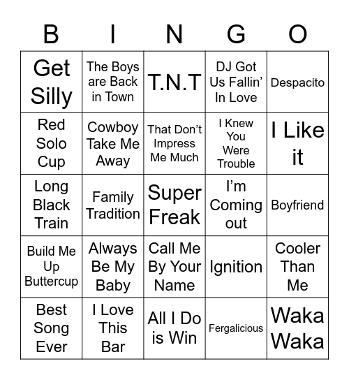 Music Bingo 101 Bingo Card