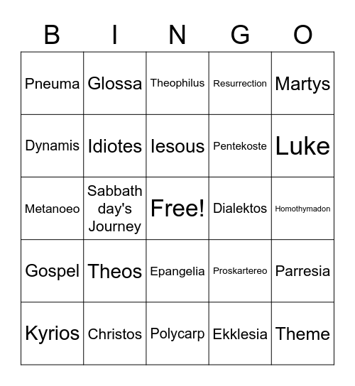 Witness Units 1-2 Bingo Card