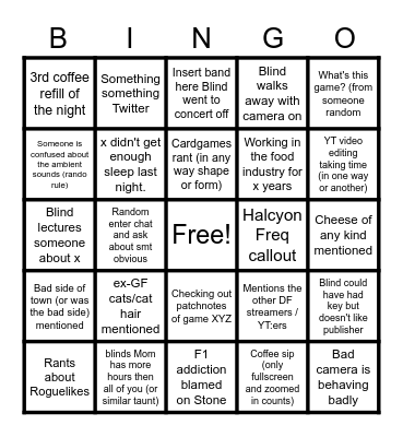 BlindIRL Stream Bingo Cards Bingo Card