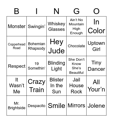 Music Bingo 84 Bingo Card
