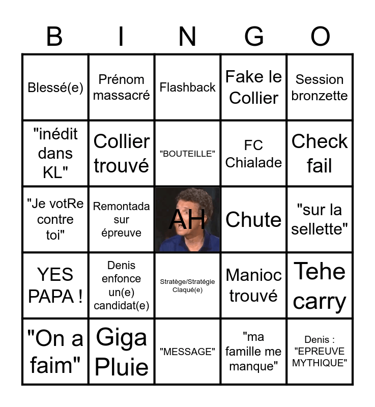 Bingo Koh-Lanta Raja Ampat Bingo Card