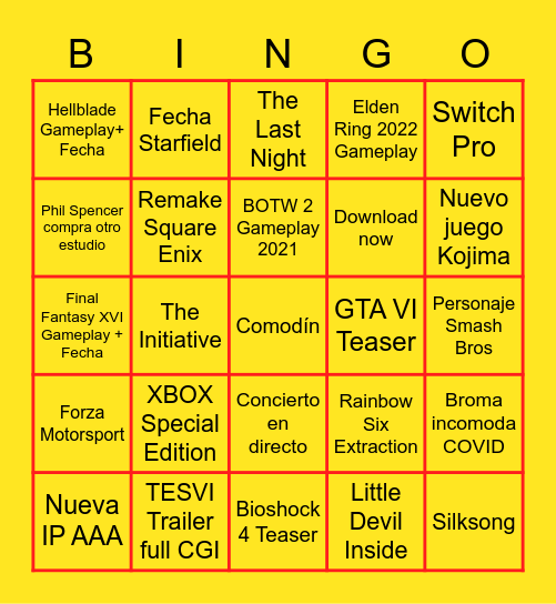 E3 La Buhardilla Bingo Card