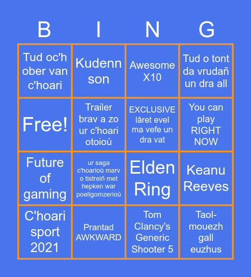 Gouel ar c'hoarioù hañv Bingo Card
