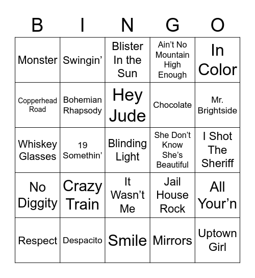 Music Bingo 84 Bingo Card