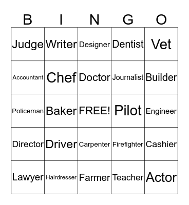 What do people do? Bingo Card