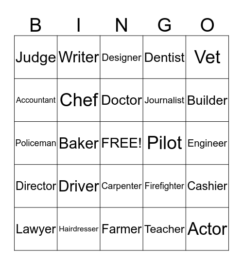 What do people do? Bingo Card