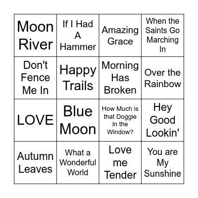 Name that Tune! Bingo Card