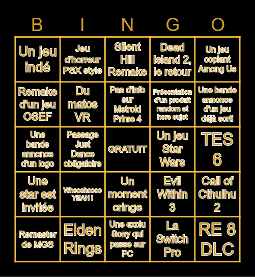 E3 Bingo Card