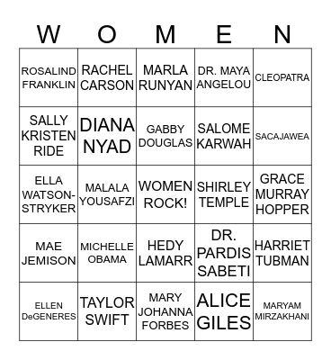 HQ-WAAC - WOMEN'S HISTORY MONTH 2015 Bingo Card