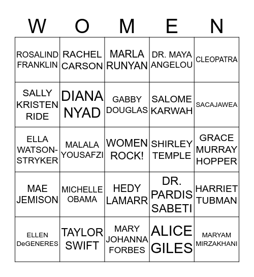 HQ-WAAC - WOMEN'S HISTORY MONTH 2015 Bingo Card