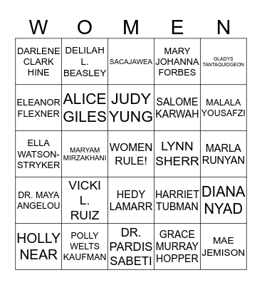 HQ-WAAC - WOMEN'S HISTORY MONTH 2015 Bingo Card