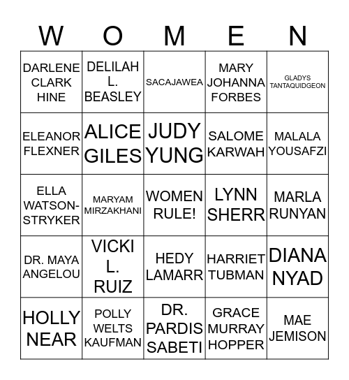 HQ-WAAC - WOMEN'S HISTORY MONTH 2015 Bingo Card