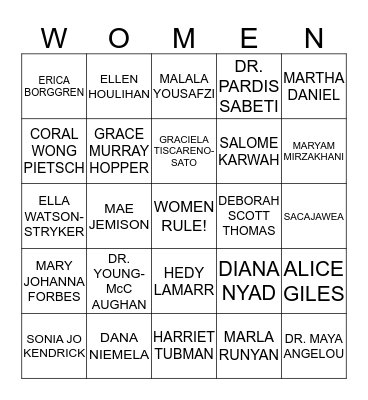 HQ-WAAC - WOMEN'S HISTORY MONTH 2015 Bingo Card