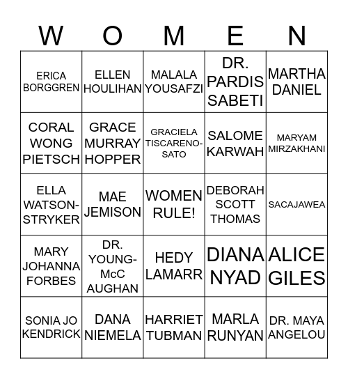 HQ-WAAC - WOMEN'S HISTORY MONTH 2015 Bingo Card