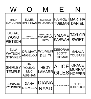 HQ-WAAC - WOMEN'S HISTORY MONTH 2015 Bingo Card