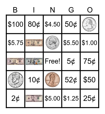 Money Bingo Card