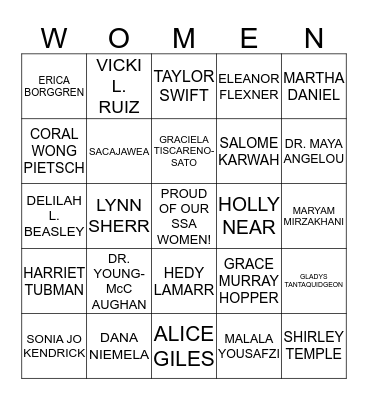 HQ-WAAC - WOMEN'S HISTORY MONTH 2015 Bingo Card