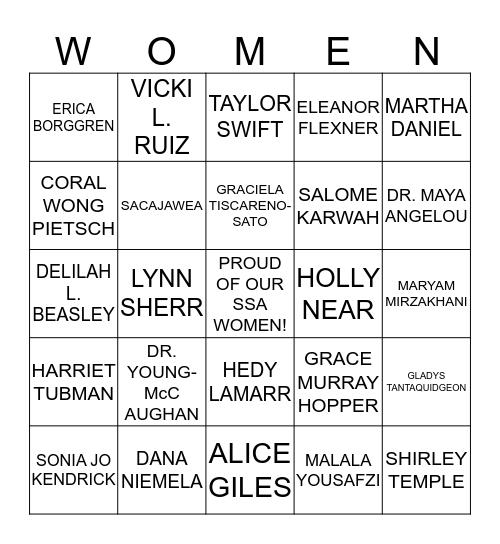 HQ-WAAC - WOMEN'S HISTORY MONTH 2015 Bingo Card