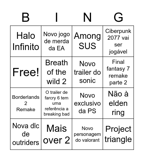 SGF + E3 Bingo Card