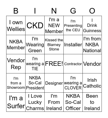 "Find Me" St. Patrick's Day Bingo Card
