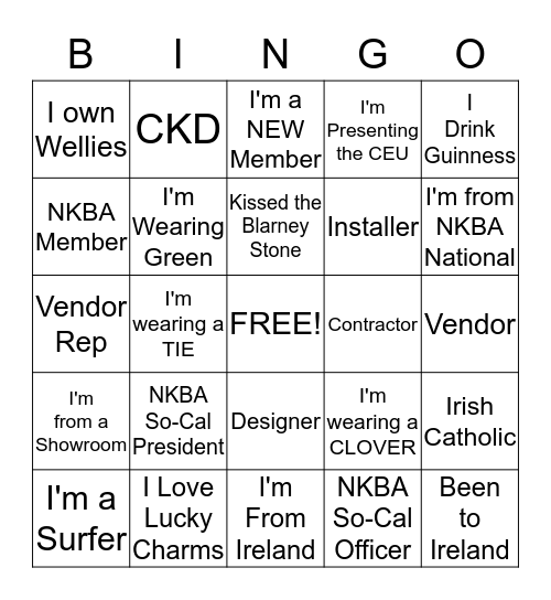 "Find Me" St. Patrick's Day Bingo Card