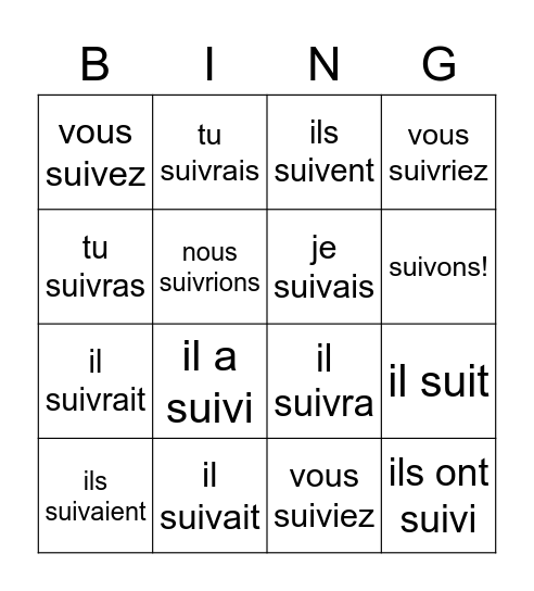 SSgN klas 3 ww 22 suivre Bingo Card