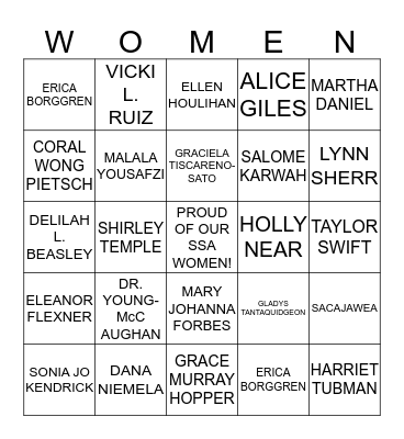 HQ-WAAC - WOMEN'S HISTORY MONTH 2015 Bingo Card