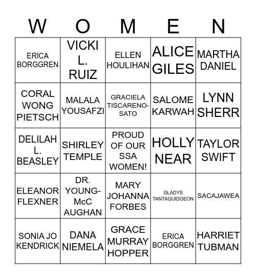 HQ-WAAC - WOMEN'S HISTORY MONTH 2015 Bingo Card