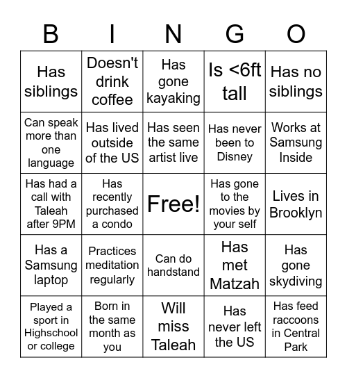 Bingo Card