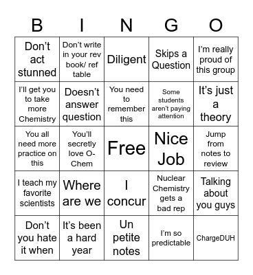 Mrs. Stevens Bingo Card