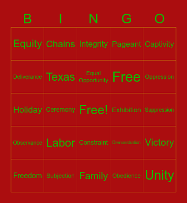 Juneteenth Bingo Card