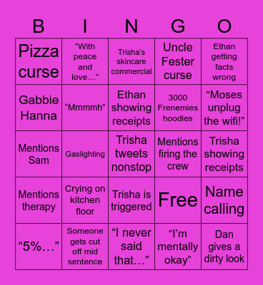 Frenemies Bingo Card