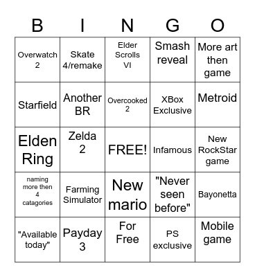 E3 from the bois Bingo Card