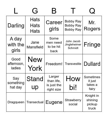 To Wong Foo Bingo Card