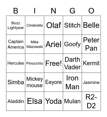 DISNEY BINGO Card