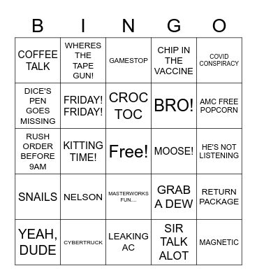 MH WAREHOUSE Bingo Card