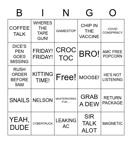 MH WAREHOUSE Bingo Card