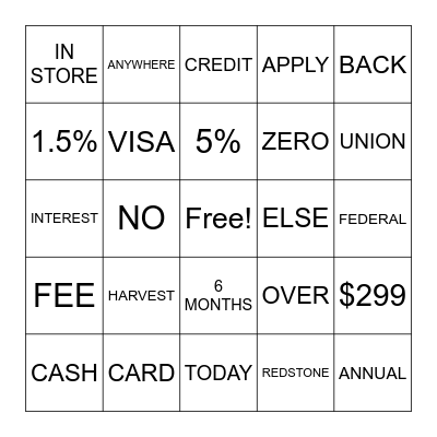 HARVEST CARD BINGO Card