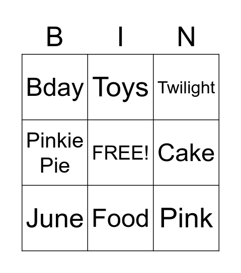 Birthday Bingo Card